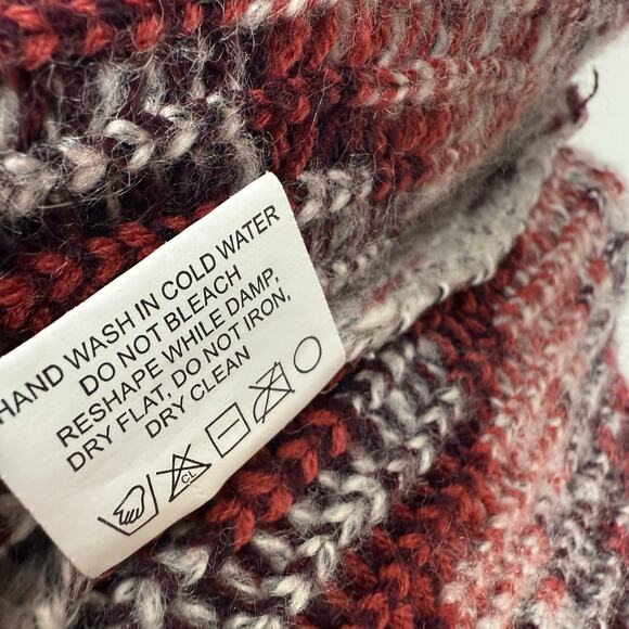 Quinn Womens Long Sleeve Knit Aztec Ethnic Open Cardigan Red/Grey Sweater Small - Picture 9 of 9